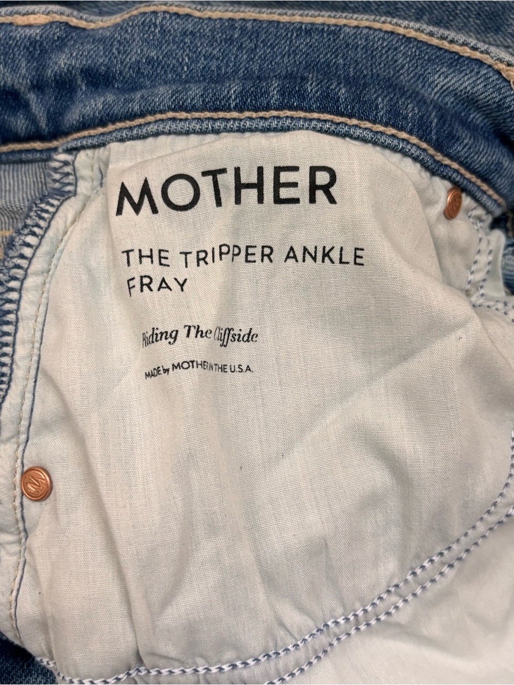MOTHER  The Tripper Ankle Fray Jeans in Medium Blue Fade - Picture 2 of 4